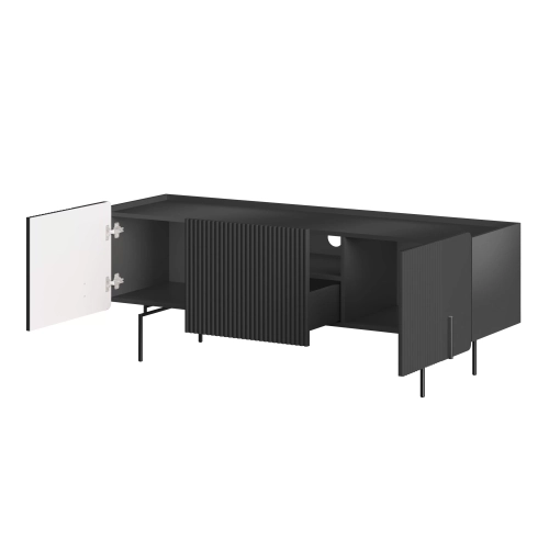 Szafka RTV Malmi 150 cm - czarny mat / czarne nóżki